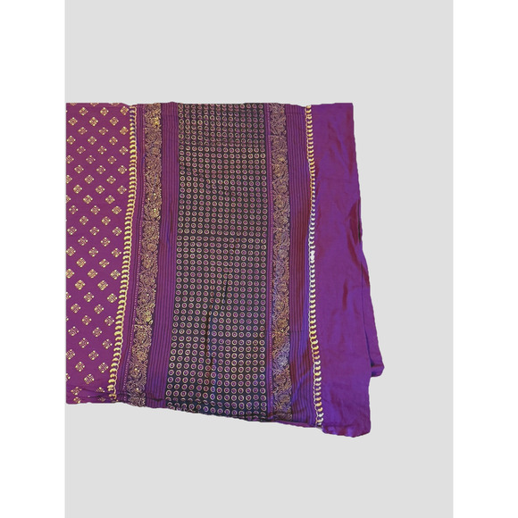 1 Saffron Marigold Luxury Discontinued Indian Sari Curtain Hand Block Printed - Picture 2 of 6